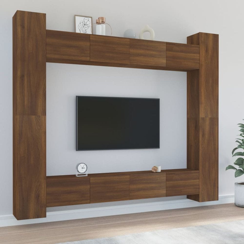 Vidaxl 8-dielna súprava TV skriniek hnedý dub spracované drevo